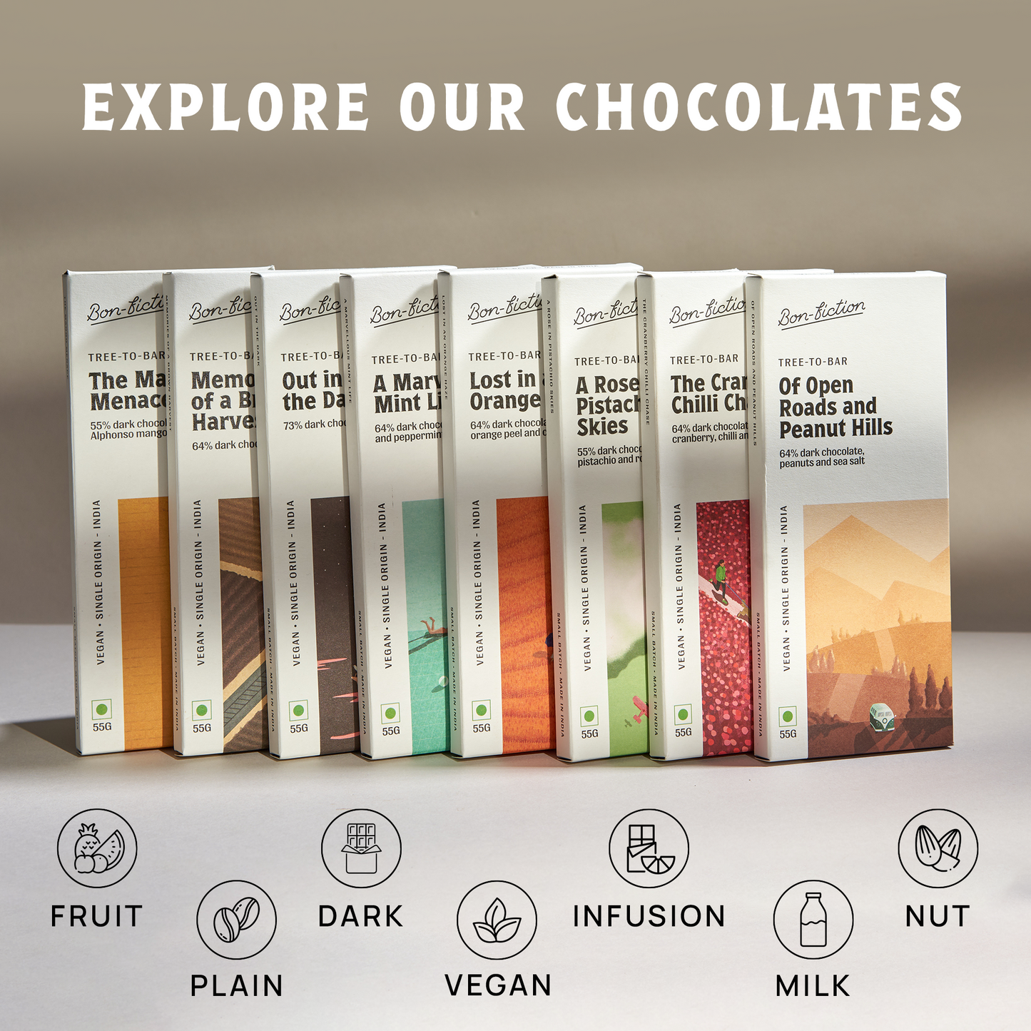 Of Open Roads and Peanut Hills - 64% Peanut Dark Chocolate - Pack of 3