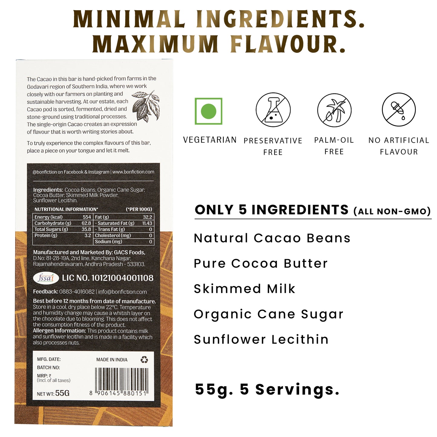 Brown Fields & Country Roads - 55% Dark Milk Chocolate - Pack of 3