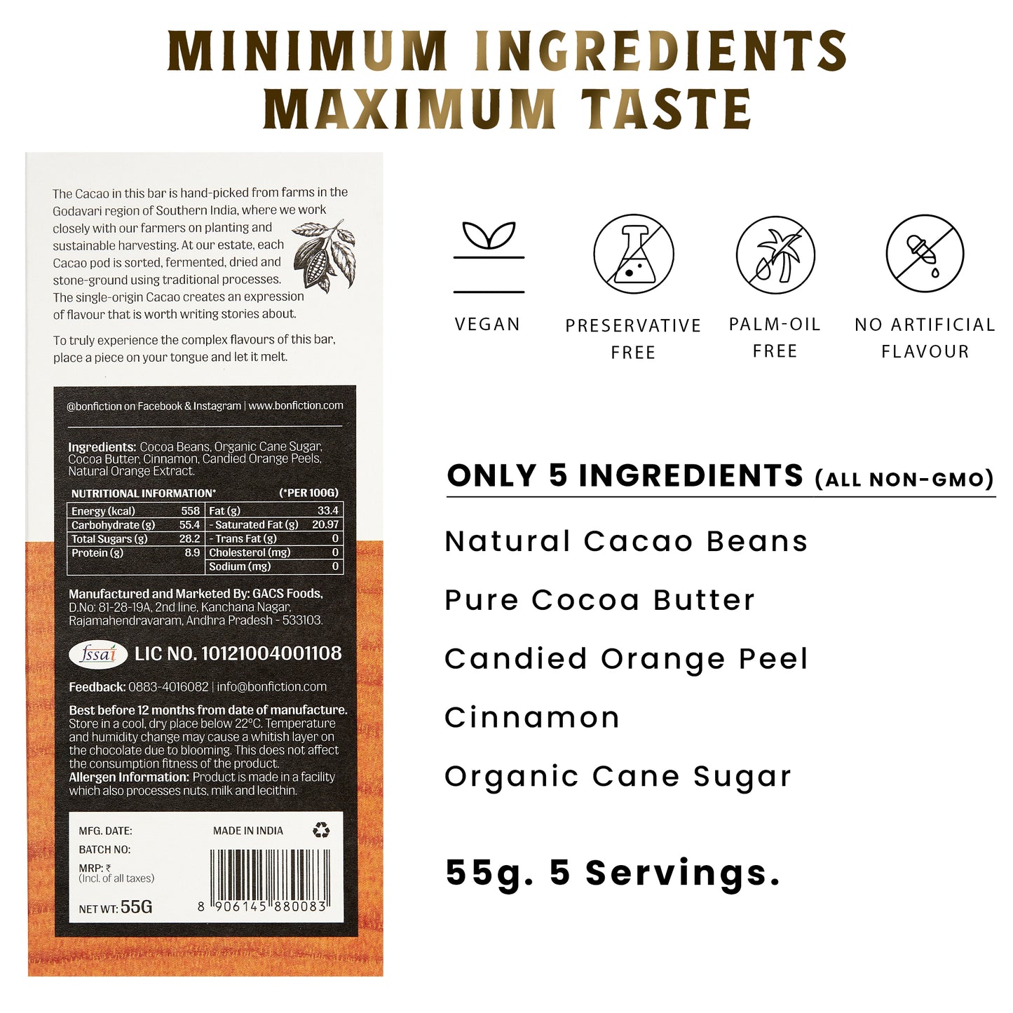 Lost In An Orange Haze - 64% Dark Orange Cinnamon Chocolate - Pack of 3