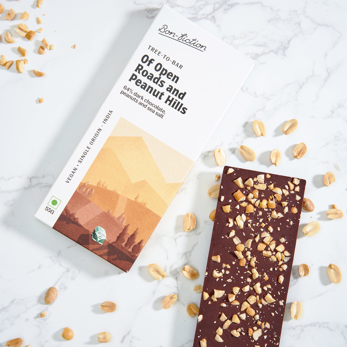 Of Open Roads and Peanut Hills - 64% Peanut Dark Chocolate - Pack of 3