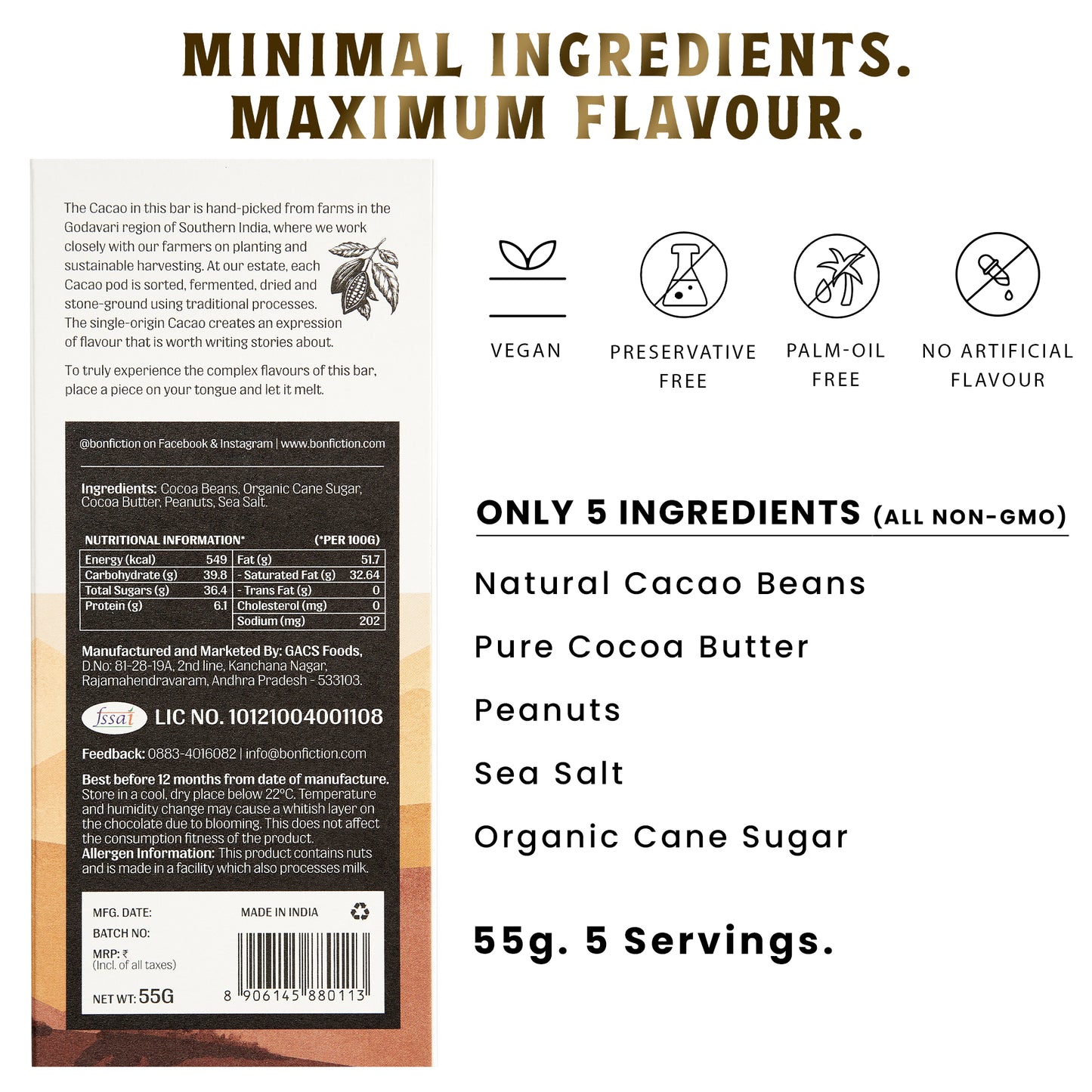 Of Open Roads and Peanut Hills - 64% Peanut Dark Chocolate - Pack of 3