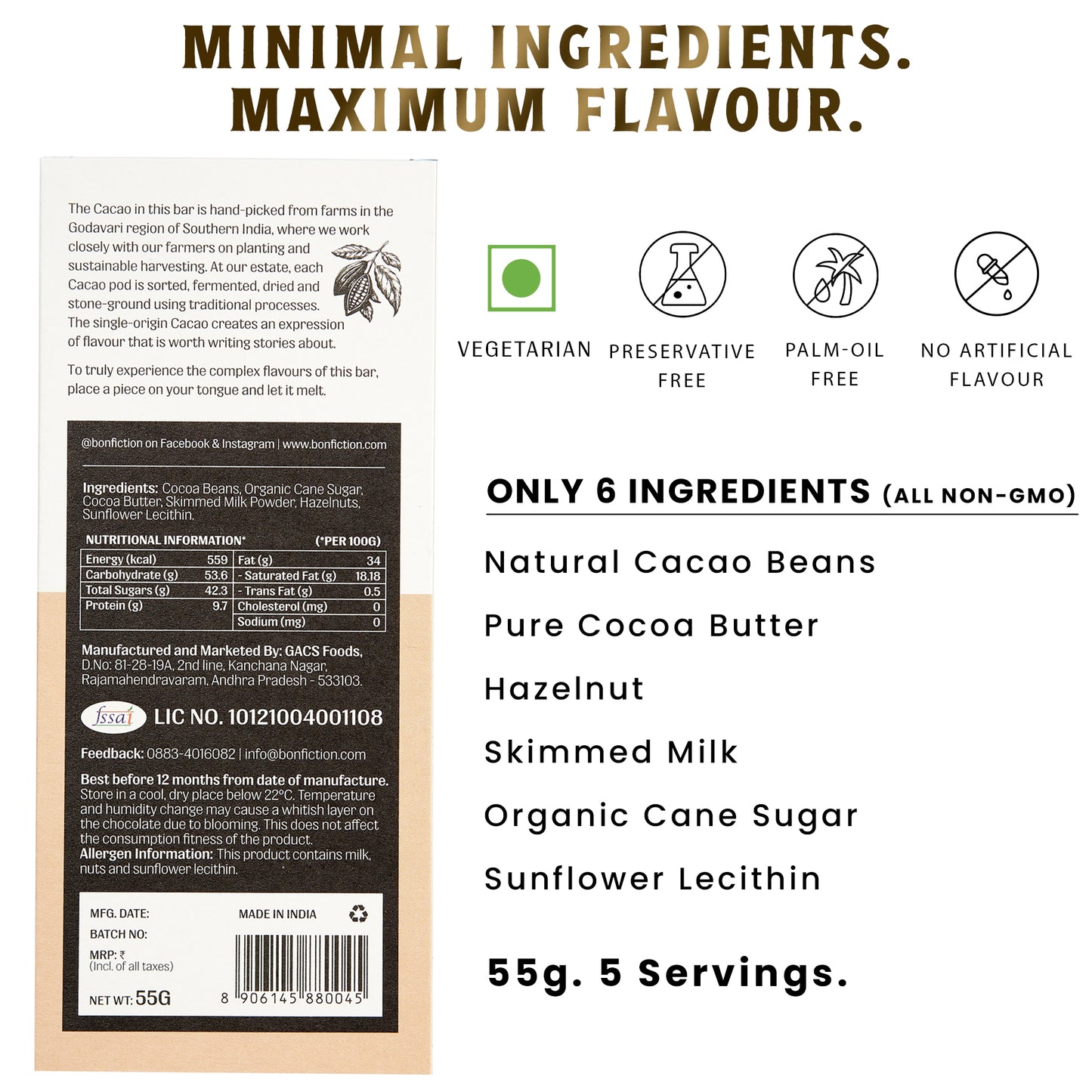 The Hazelnut Hour - 45% Milk Hazelnut Chocolate - Pack of 3