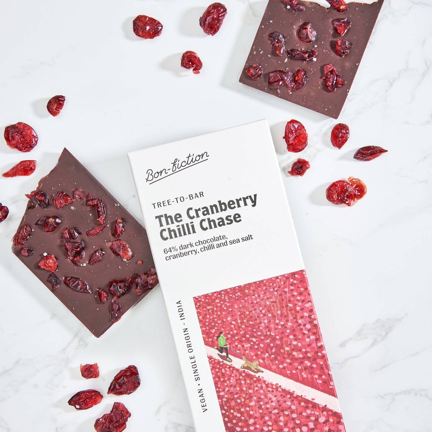 The Cranberry Chilli Chase - 64% Dark Cranberry Chilli Chocolate - Pack of 3