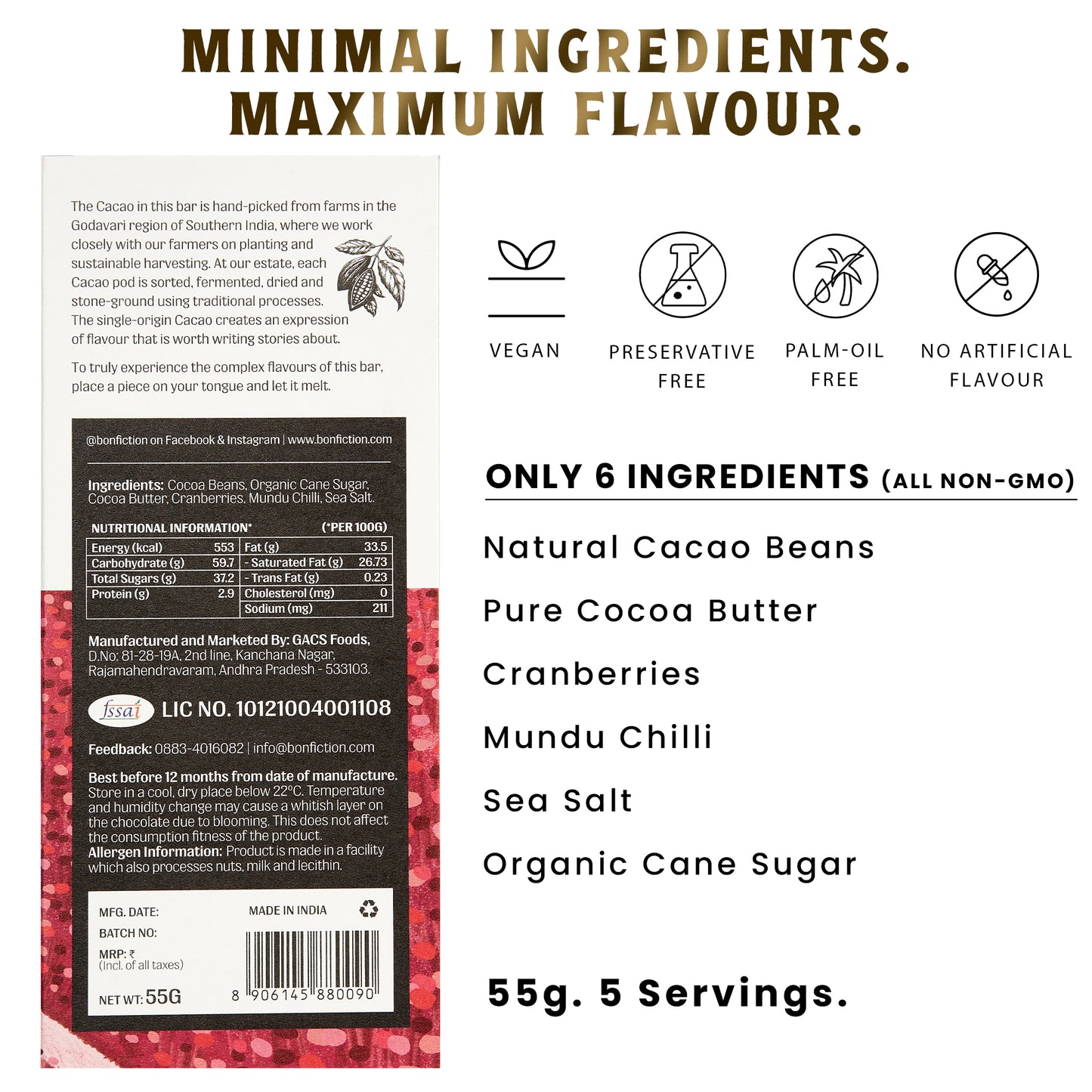The Cranberry Chilli Chase - 64% Dark Cranberry Chilli Chocolate - Pack of 3