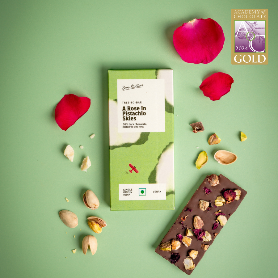 A Rose in Pistachio Skies - 55% Dark Rose Pistachio Chocolate - Mini's