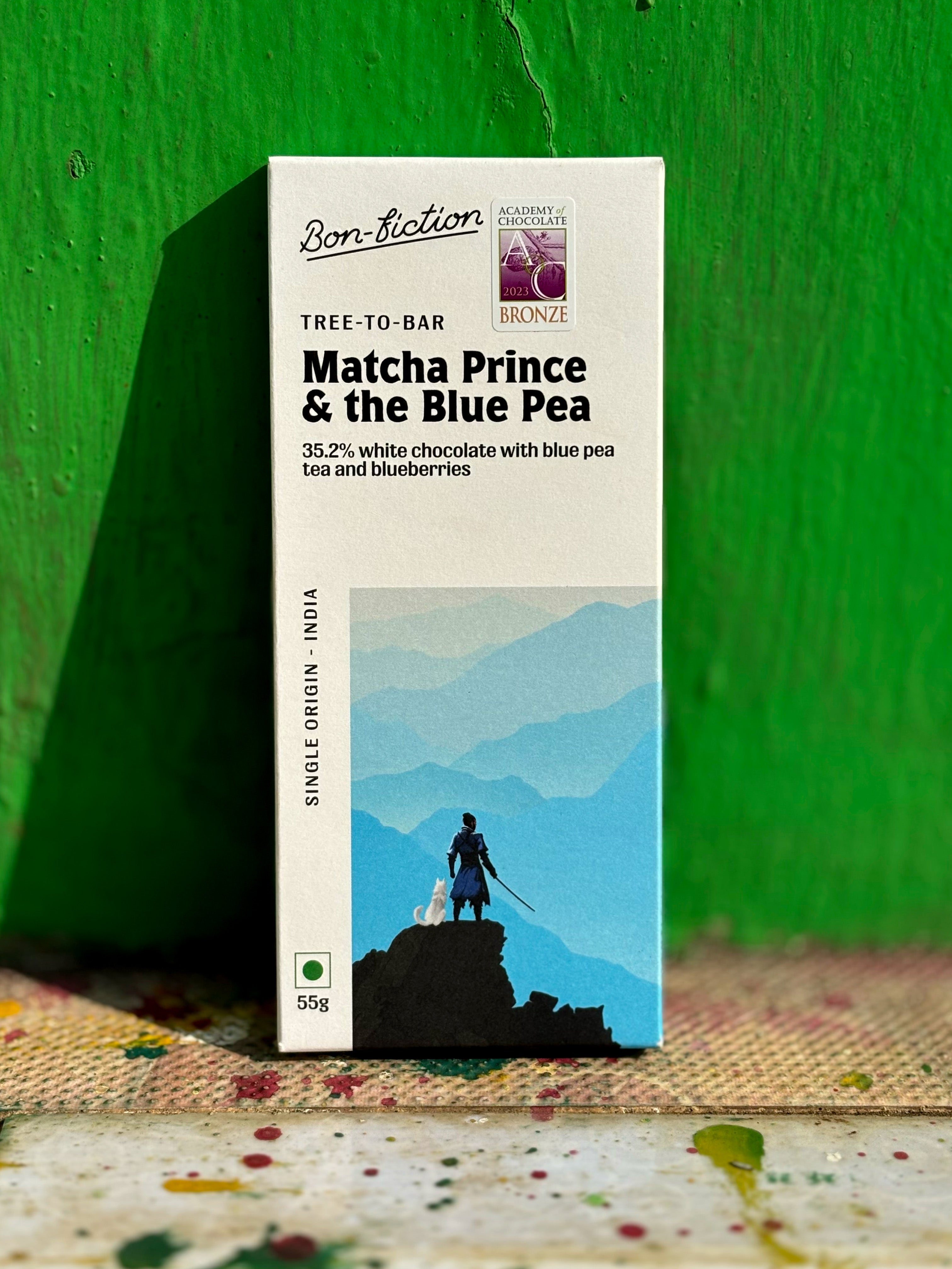 Matcha Prince and The Blue Pea - White chocolate with Blue pea tea and Blueberies