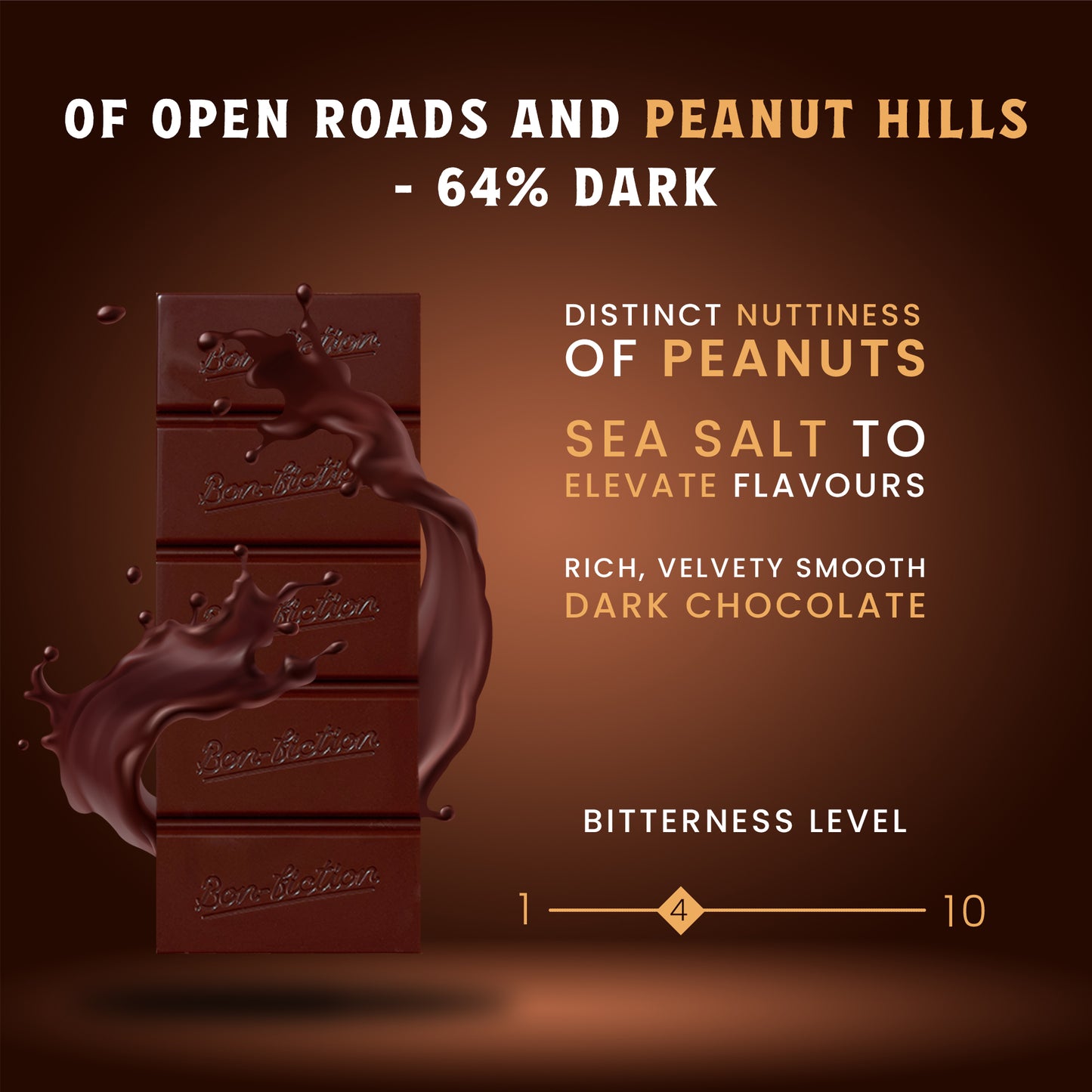 Of Open Roads and Peanut Hills - 64% Peanut Dark Chocolate - Pack of 3