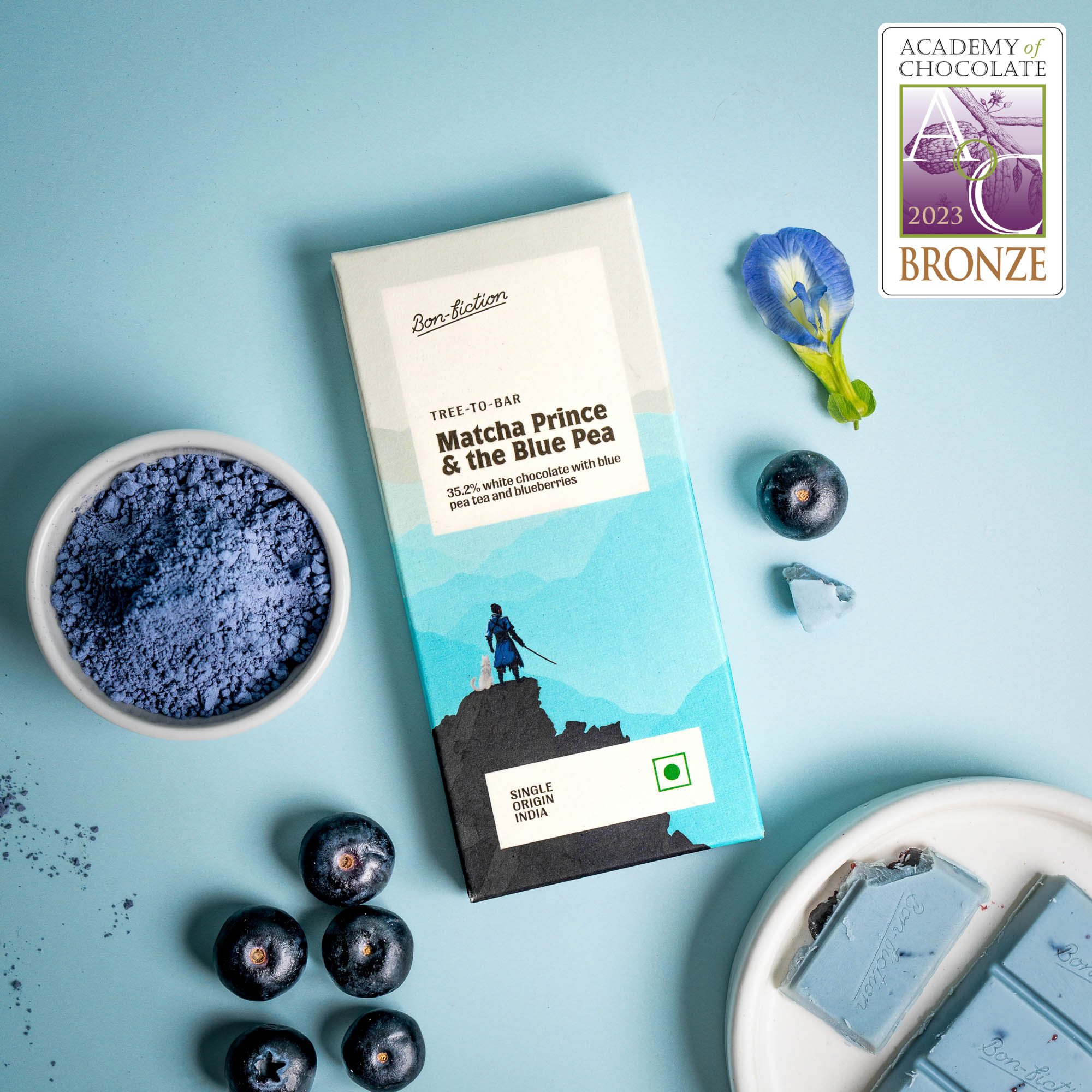 Matcha Prince And The Blue Pea - White Chocolate With Blue Pea Tea And Blueberies - Mini's