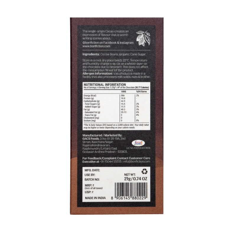 A Song of Bitter And Sweet - 82% Dark Chocolate - Mini's
