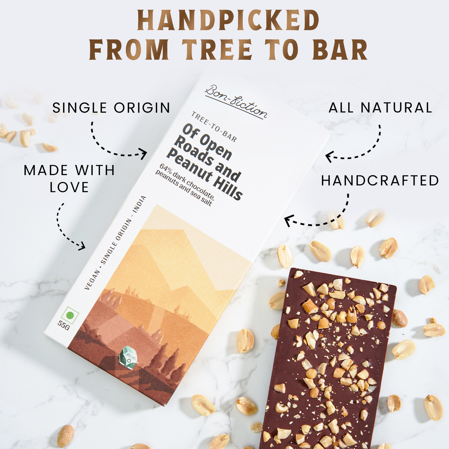 Of Open Roads and Peanut Hills - 64% Peanut Dark Chocolate