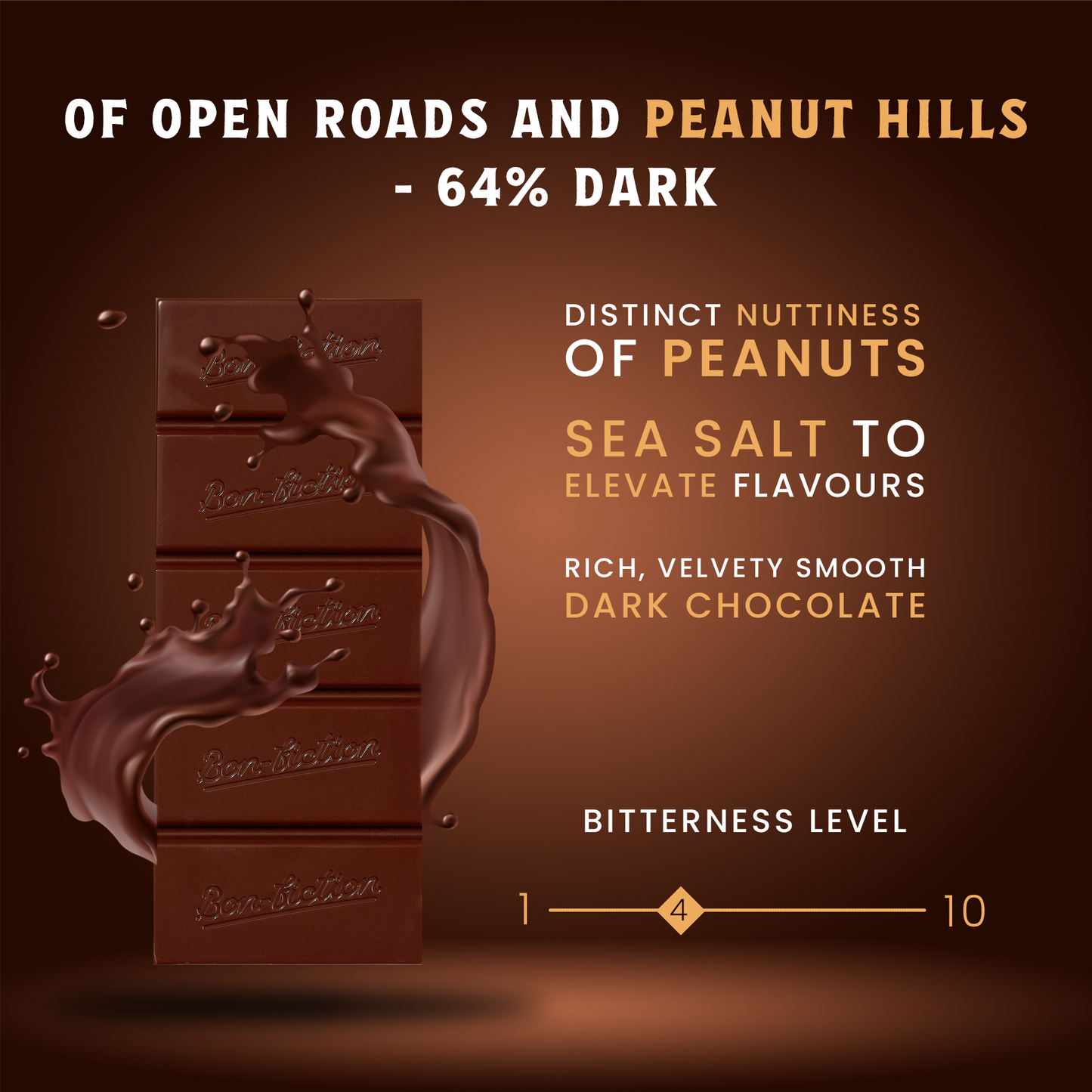 Of Open Roads and Peanut Hills - 64% Peanut Dark Chocolate