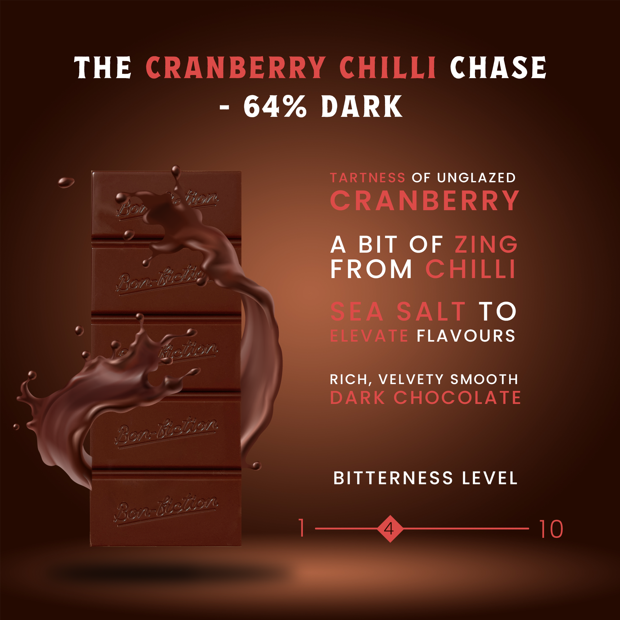The Cranberry Chilli Chase - 64% Dark Cranberry Chilli Chocolate