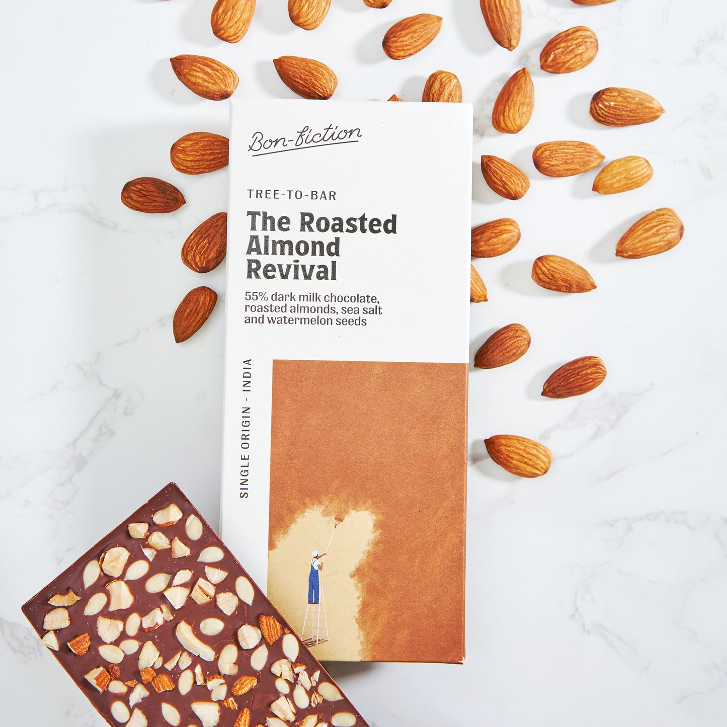 The Roasted Almond Revival - 55% Dark Milk Roasted Almonds Chocolate