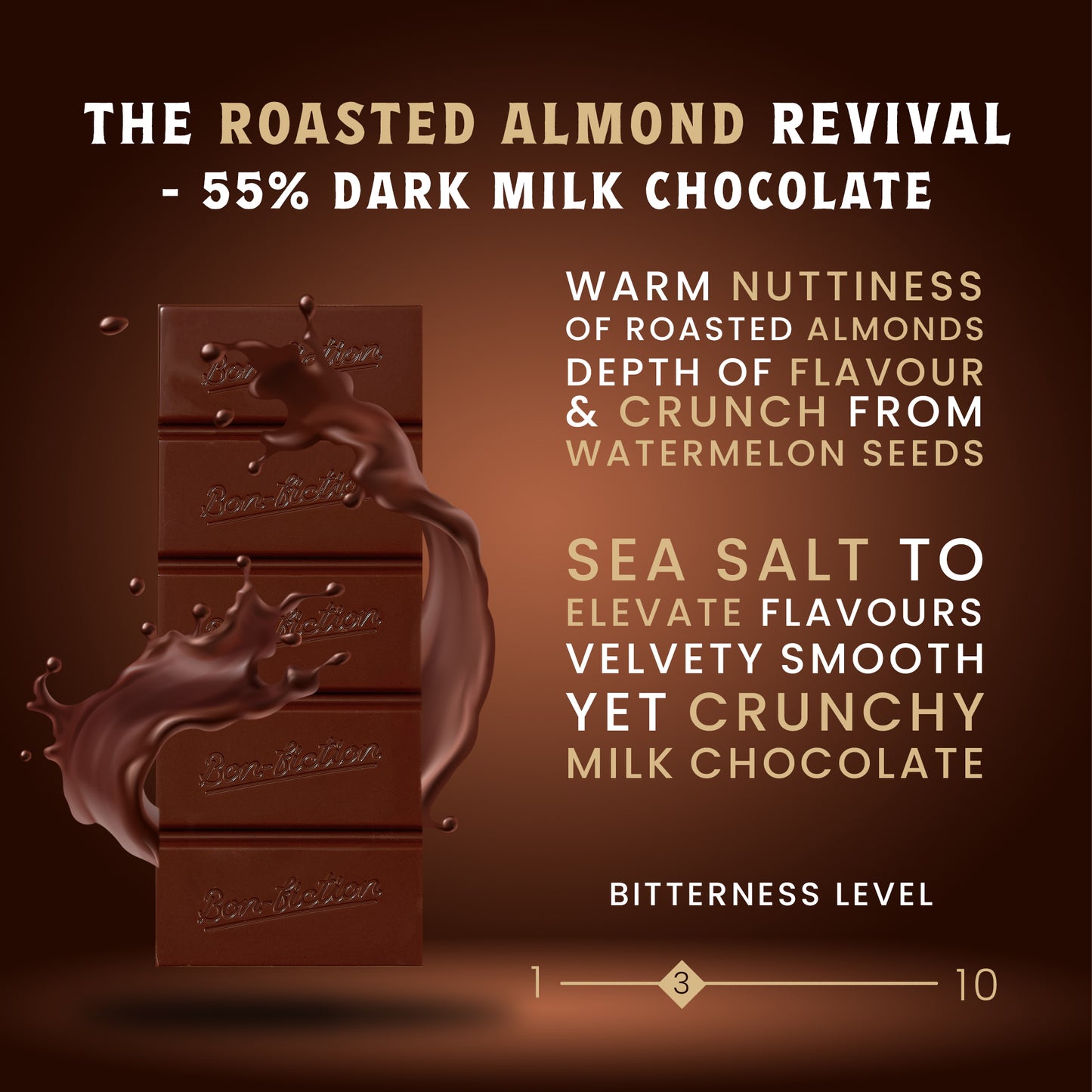 The Roasted Almond Revival - 55% Dark Milk Roasted Almonds Chocolate