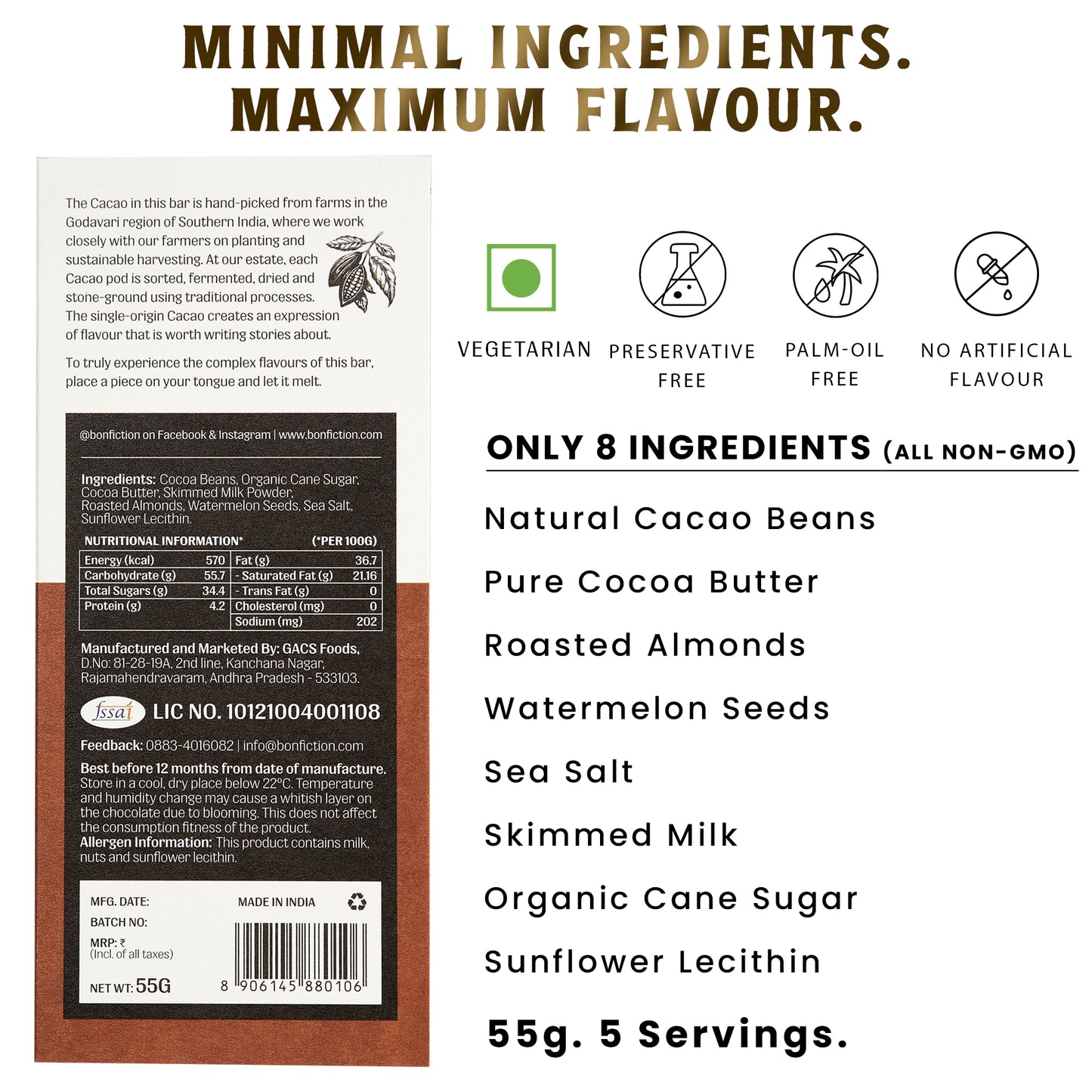 The Roasted Almond Revival - 55% Dark Milk Roasted Almonds Chocolate